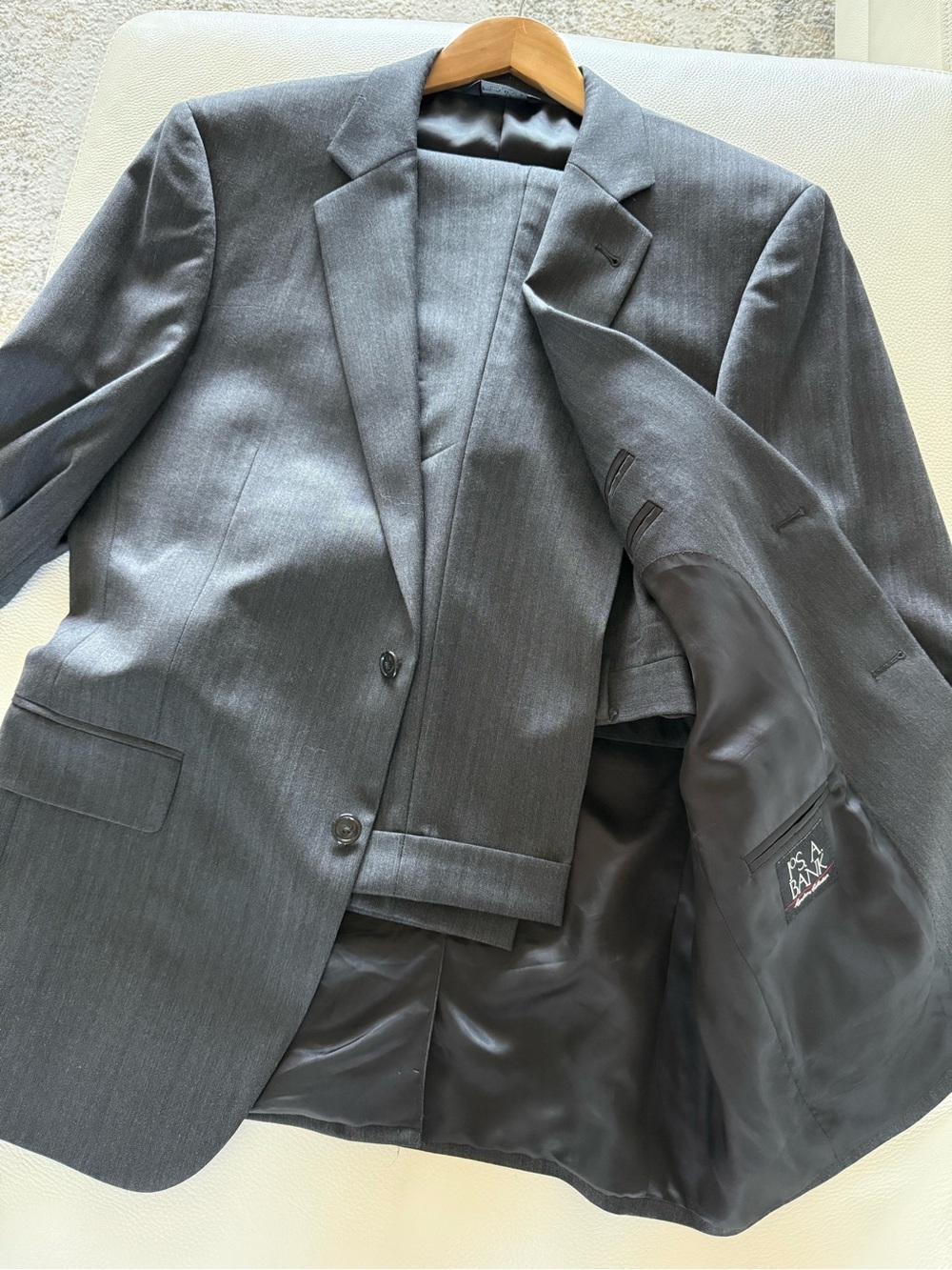 Jos. A. Bank Men's Dark Charcoal Gray Two-Button Wool Suit Custom Size